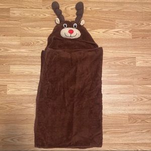 Kids Rudolph The Red Nose Reindeer Hooded Towel